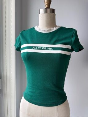 BO & TEE Green Stripe Athletic Short Sleeve Tee